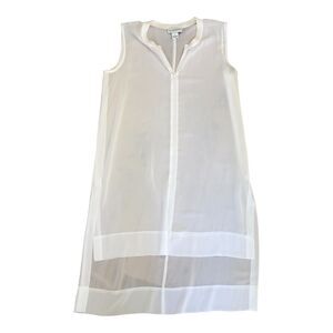Peck & Peck Women's‎ White Sheer Sleeveless Tunic Blouse Zipper High Low Top M